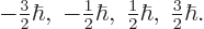 \begin{displaymath}
-{\textstyle\frac{3}{2}} \hbar ,\; -{\textstyle\frac{1}{2}} ...
...extstyle\frac{1}{2}} \hbar ,\; {\textstyle\frac{3}{2}} \hbar .
\end{displaymath}