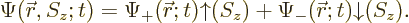\begin{displaymath}
\Psi({\skew0\vec r},S_z;t) =
\Psi_+({\skew0\vec r};t) {\uparrow}(S_z) + \Psi_-({\skew0\vec r};t) {\downarrow}(S_z).
\end{displaymath}