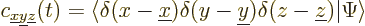 \begin{displaymath}
c_{{\underline x}{\underline y}{\underline z}}(t) =
\langl...
...elta(y-{\underline y})\delta(z-{\underline z})\vert\Psi\rangle
\end{displaymath}