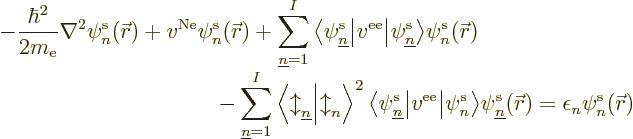 \begin{displaymath}
\begin{array}[b]{l}
\displaystyle
- \frac{\hbar^2}{2m_{\r...
...w0\vec r}///
= \epsilon_n \pe n/{\skew0\vec r}///
\end{array}\end{displaymath}