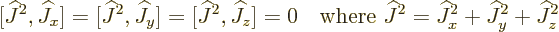 \begin{displaymath}[{\widehat J}^2, {\widehat J}_x]=
[{\widehat J}^2, {\widehat...
... J}^2 = {\widehat J}_x^2 + {\widehat J}_y^2 + {\widehat J}_z^2
\end{displaymath}