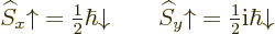 \begin{displaymath}
{\widehat S}_x{\uparrow}= {\textstyle\frac{1}{2}}\hbar{\dow...
...}_y{\uparrow}= {\textstyle\frac{1}{2}}{\rm i}\hbar{\downarrow}
\end{displaymath}