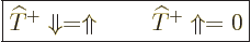 \begin{displaymath}
\fbox{$\displaystyle
{\widehat T}^{+} \Downarrow = \Uparrow \qquad {\widehat T}^{+} \Uparrow = 0
$}
\end{displaymath}