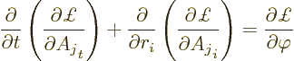 \begin{displaymath}
\frac{\partial}{\partial t}
\left(\frac{\partial\pounds }{...
..._j\strut_i}\right) =
\frac{\partial\pounds }{\partial\varphi}
\end{displaymath}