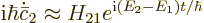 \begin{displaymath}
{\rm i}\hbar \dot {\bar c}_{2} \approx {H}_{\rm {21}} e^{{\rm i}(E_2-E_1)t/\hbar}
\end{displaymath}