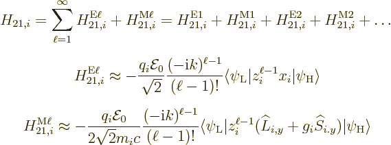 \begin{eqnarray*}
& \displaystyle
H_{21,i} = \sum_{\ell=1}^\infty H_{21,i}^{\r...
...y}+g_i{\widehat S}_{i.y}){\left\vert\psi_{\rm {H}}\right\rangle}
\end{eqnarray*}