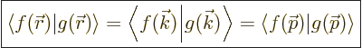 \begin{displaymath}
\fbox{$\displaystyle
{\left\langle f({\skew0\vec r})\right...
...imiterspace}}{\left\vert g({\skew0\vec p})\right\rangle}
$} %
\end{displaymath}