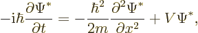 \begin{displaymath}
- {\rm i}\hbar \frac{\partial\Psi^*}{\partial t} =
- \frac{\hbar^2}{2m} \frac{\partial^2\Psi^*}{\partial x^2} + V \Psi^*,
\end{displaymath}