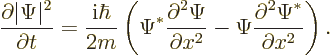 \begin{displaymath}
\frac{\partial\vert\Psi\vert^2}{\partial t} =
\frac{{\rm i...
...al x^2} -
\Psi\frac{\partial^2\Psi^*}{\partial x^2}
\right).
\end{displaymath}