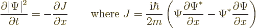 \begin{displaymath}
\frac{\partial\vert\Psi\vert^2}{\partial t} = - \frac{\part...
...partial x} -
\Psi^*\frac{\partial\Psi}{\partial x}
\right) %
\end{displaymath}