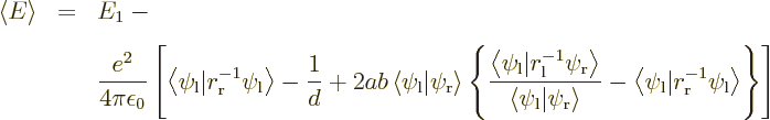 \begin{eqnarray*}
\left\langle{E}\right\rangle &= & E_1 - \\
&& \frac{e^2}{4 ...
...r_{\rm {r}}^{-1} \psi_{\rm {l}} \right\rangle
\right\}
\right]
\end{eqnarray*}