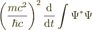 \begin{displaymath}
\left(\frac{mc^2}{\hbar c}\right)^2 \frac{{\rm d}}{{\rm d}t} \int \Psi^* \Psi
\end{displaymath}