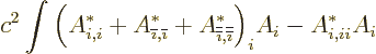 \begin{displaymath}
c^2 \int \bigg(A_{i,i}^* + A_{{\overline{\imath}},{\overlin...
...line{\overline{\imath}}}}^*\bigg)_i A_{i}
- A_{i,i i}^* A_{i}
\end{displaymath}