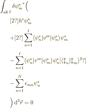 \begin{eqnarray*}
\lefteqn{\int_{{\rm all}\;{\skew0\vec r}}\delta\pe m////\stru...
...psilon_{mn}\pe n//// \\
&& \bigg) {\,\rm d}^3{\skew0\vec r}= 0
\end{eqnarray*}