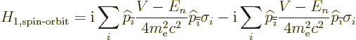 \begin{displaymath}
H_{1,\mbox{\scriptsize spin-orbit}} =
{\rm i}\sum_i {\wide...
...}{4m_{\rm e}^2c^2}{\widehat p}_{{\overline{\imath}}}\sigma_{i}
\end{displaymath}